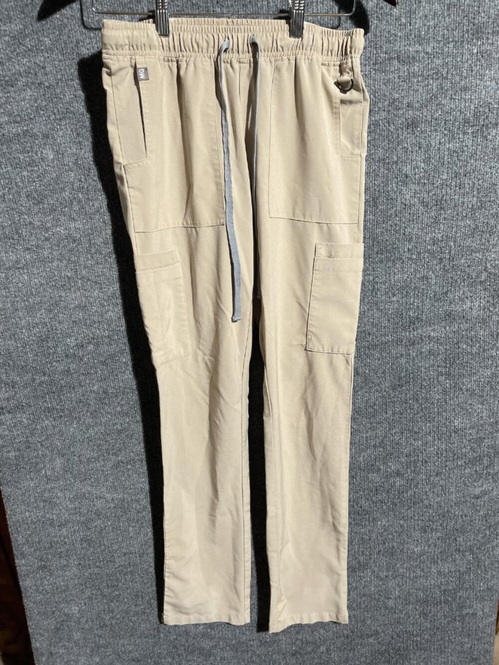 Medgear Scrub Pants Womens XS Beige Drawstring Elastic Waist Cargo Pockets